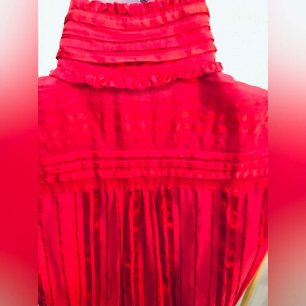 BEBE RED Short Sleeve Button Up Top in Size Medium! - Picture 9 of 16